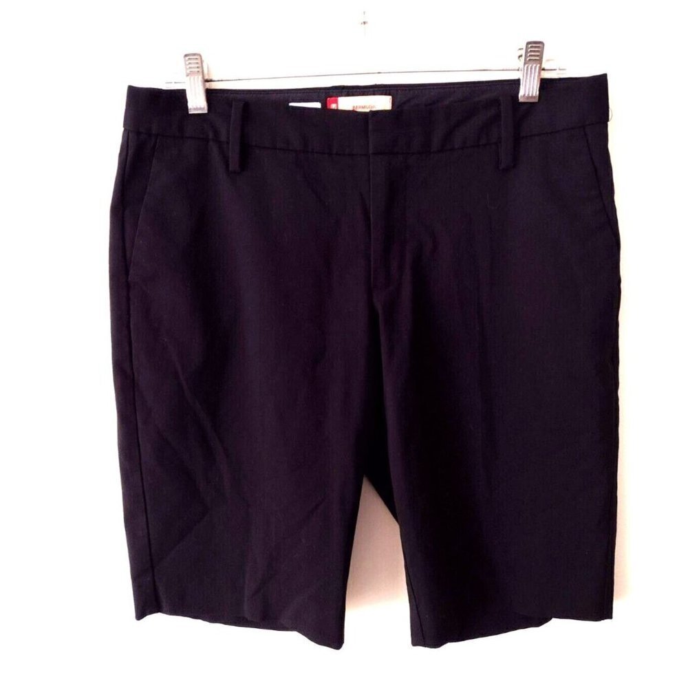 GAP Bermuda Chino Shorts Women's Size 8 Black Mid Rise Stretch Flat Front 11"